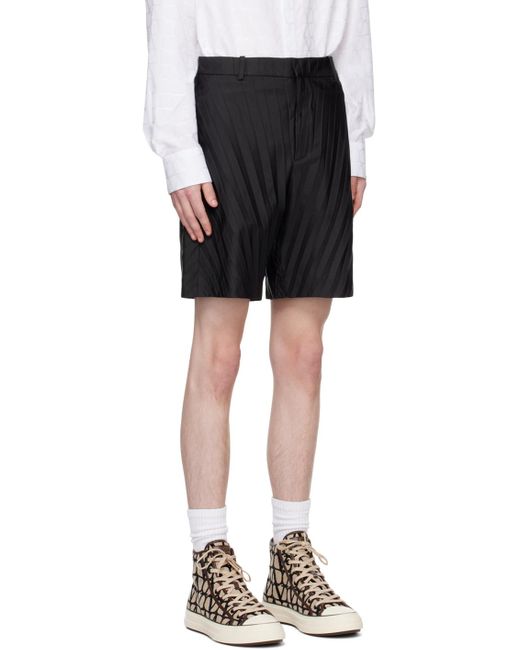 Valentino Black Garment-pleated Shorts for men