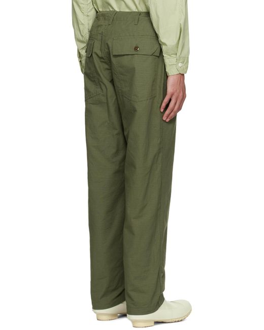 Engineered Garments Green Khaki Fatigue Trousers for men