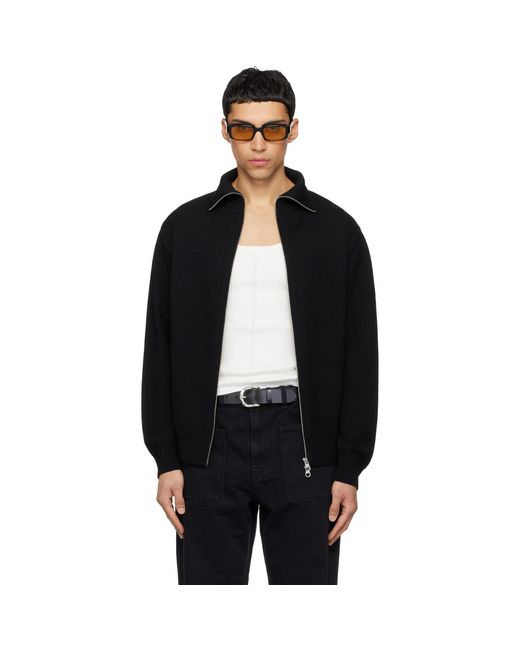 Courreges Black Zipped Wool Cardigan for men