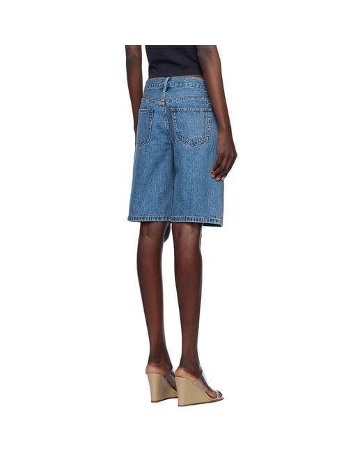 Still Here Blue Stoop Denim Shorts