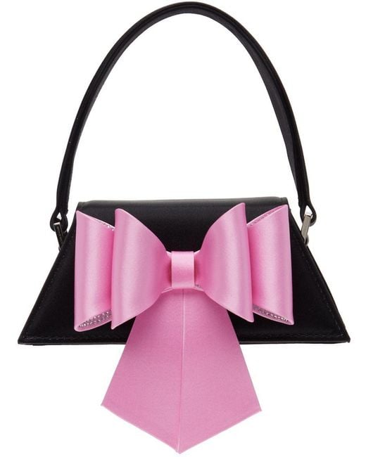 Mach & Mach Pink Black Mini 'le Cadeau' Bow Bag