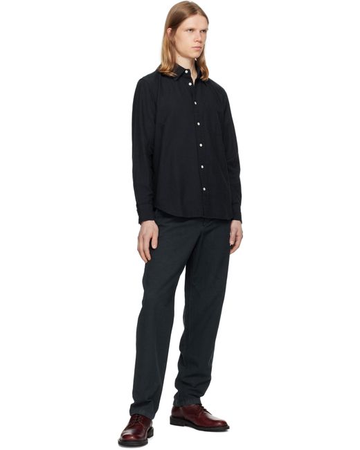 Norse Projects Black Ezra Relaxed Cotton Linen Trousers for men