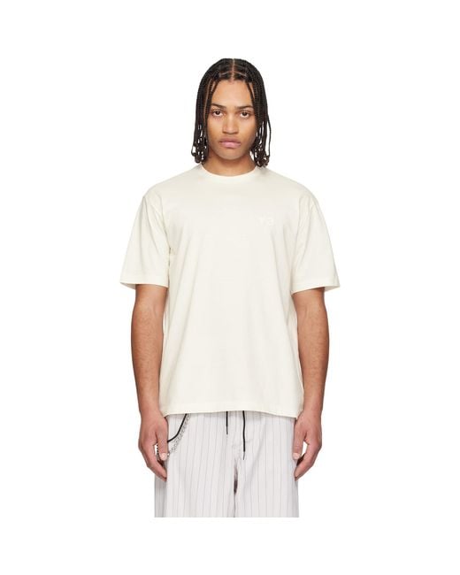 Y-3 White Off- Regular Short Sleeve T-Shirt for men