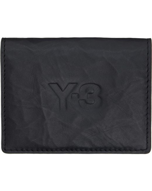 Y-3 Black Leather Card Holder for men