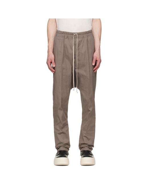 Rick Owens Gray Tower Drawstring Long Trousers for men