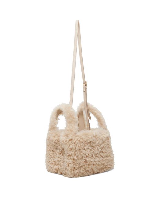 Stella McCartney Natural Logo Faux-Shearling Shoulder Bag