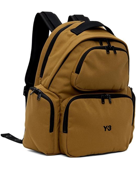 Y-3 Brown Tan Canvas Backpack for men