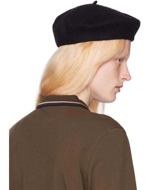 Fred Perry Brown Black Embroidered Beret for men