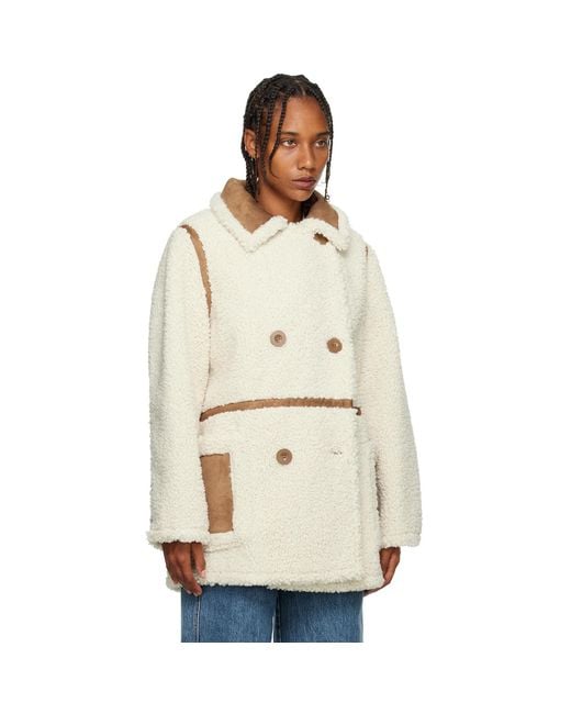 Stand Studio Natural Off-white Chloe Faux-shearling Jacket
