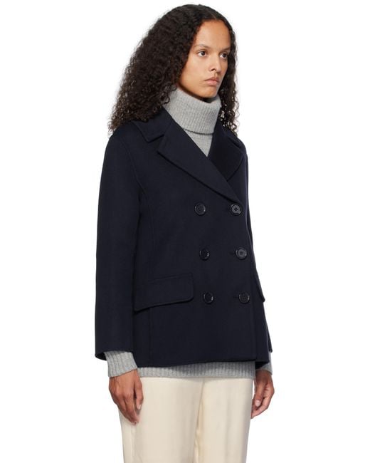 Max Mara ネイビー Efebo ピーコート Black