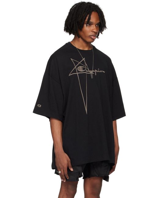 Rick Owens Black Champion Edition Tommy T-Shirt for men