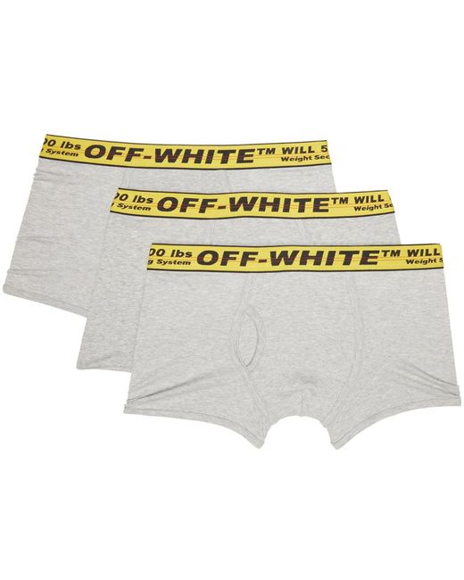 Off-White c/o Virgil Abloh Gray Three-pack Grey & Yellow Classic Industrial Boxers for men