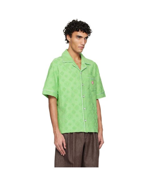 Casablanca Green Monogram Short Sleeve Shirt for men