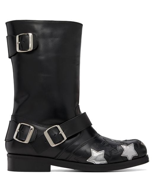 STEFAN COOKE Black Star Biker Boots for men