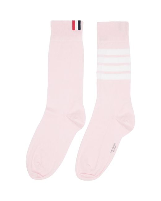 Thom Browne Pink Cotton 4-Bar Mid Calf Socks