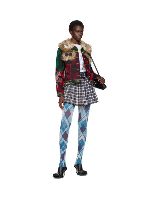 Chopova Lowena Red Patchwork Denim Jacket