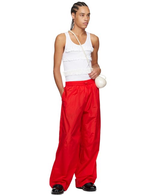 メンズ Simone Rocha ホワイト Ruffle Frill タンクトップ Red