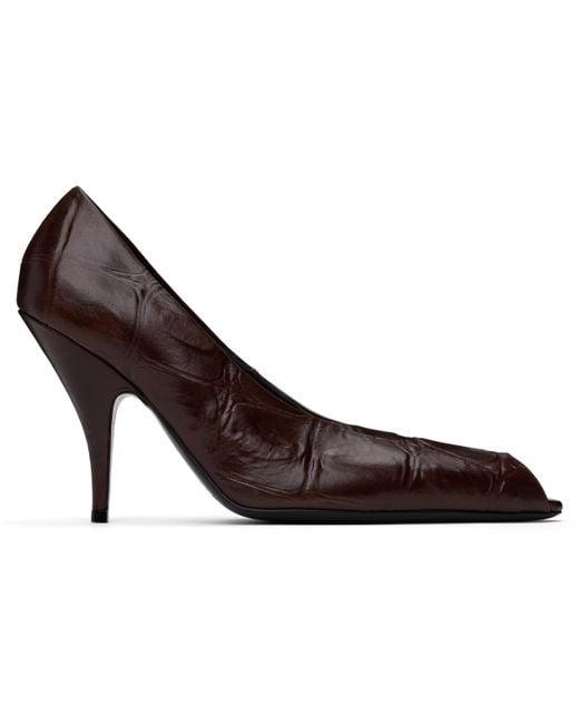 Acne Black Leather Open Toe Heels