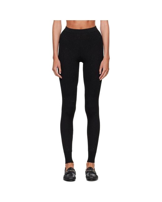 Tom Ford Black Compact Mixed Rib Micro Sequins Leggings