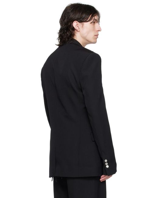 Balmain Black Sleek Single-Breasted Wool Blazer for men