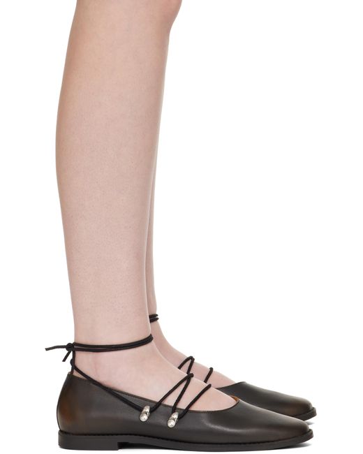 mfpen Brown Laced Ballerina Flats
