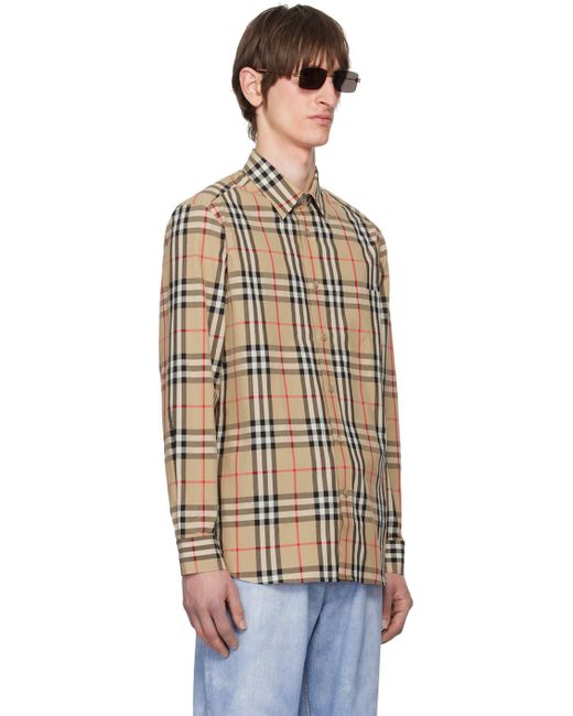 Burberry Multicolor Beige Check Shirt for men