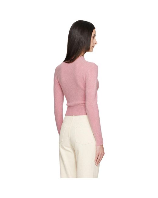 Maison Kitsuné Pink Baby Fox Lambswool Fitted Cardigan