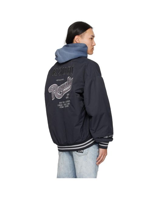 Ksubi Blue Ma-1 Bomber Jacket for men