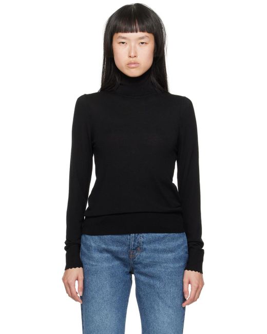 Chloé Black Scalloped Edge Turtleneck