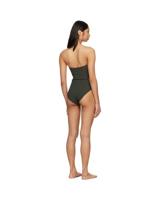 Totême Black Ribbed Strapless Swimsuit