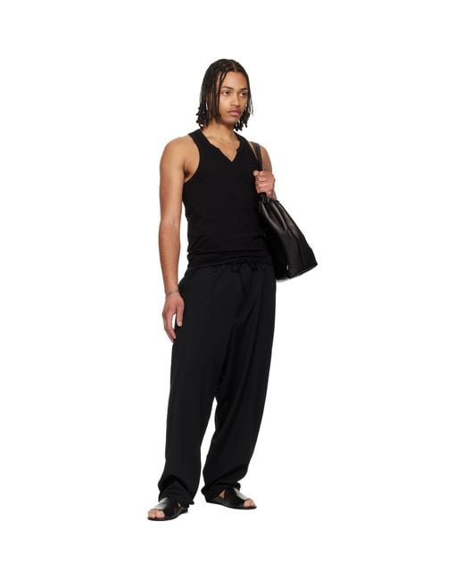 Yohji Yamamoto Black Single Jersey V Neck Tank Top for men