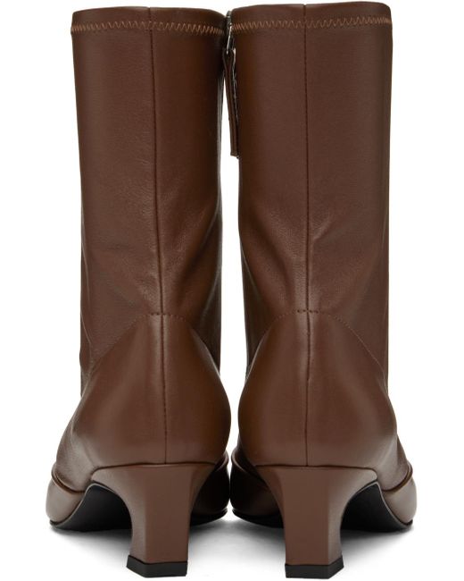 Acne Brown Heeled Ankle Boots
