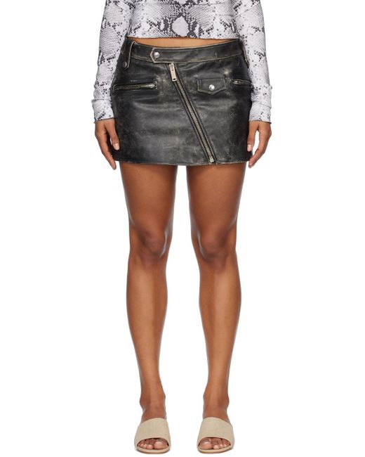Halfboy Black Offset Zip Miniskirt