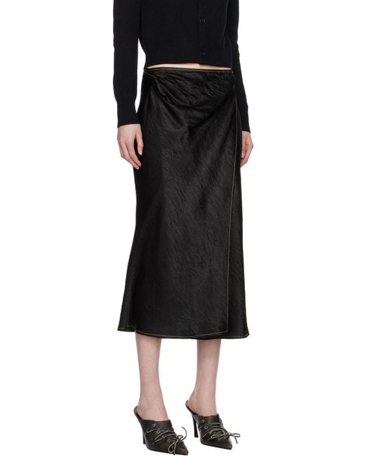 Acne Black Wrap Midi Skirt