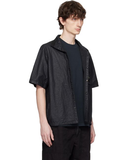 メンズ Stone Island ブラック Organic Look Nylon Panama-Tc シャツ Black