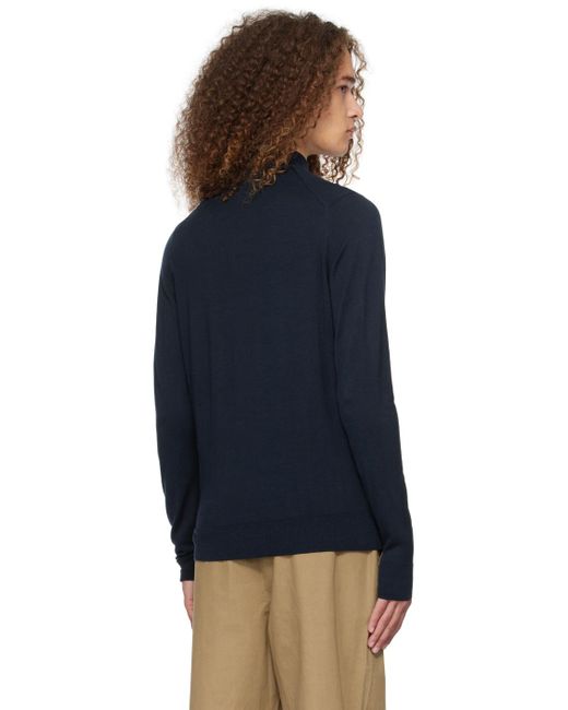 Sunspel Blue Navy Half-zip Sweater for men