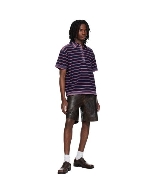 MMIC Black Deadend Leather Shorts for men