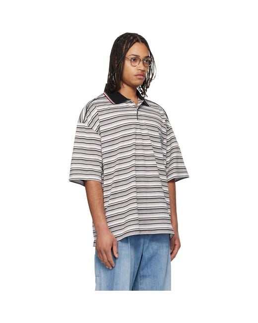 Wooyoungmi Gray Striped Polo for men