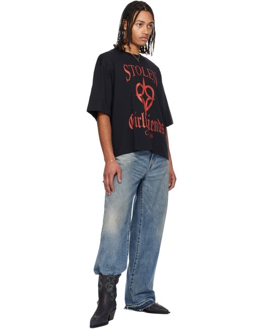 メンズ Stolen Girlfriends Club ブラック Heart Star Tシャツ Black