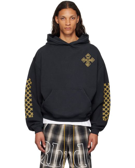 Rhude Black Ssense Exclusive Cross Hoodie for men