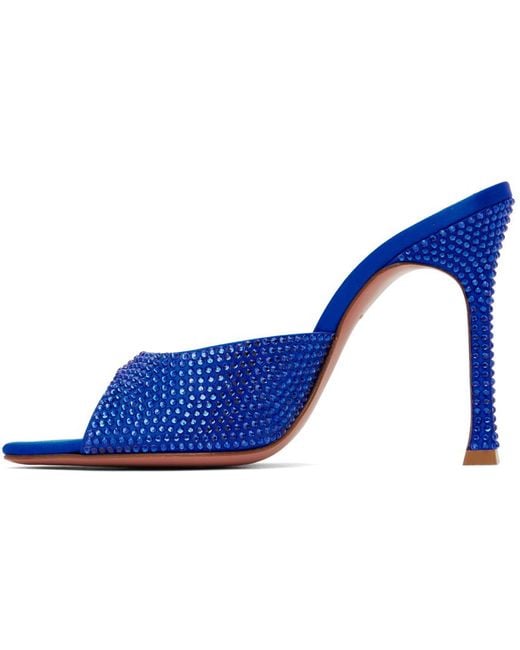 AMINA MUADDI ブルー Alexa Crystal Slipper 105 ヒールサンダル Blue
