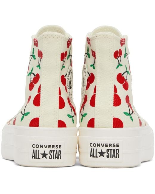 Converse Black Off- Chuck Taylor All Star Lift Platform Cherries High Top Sneakers