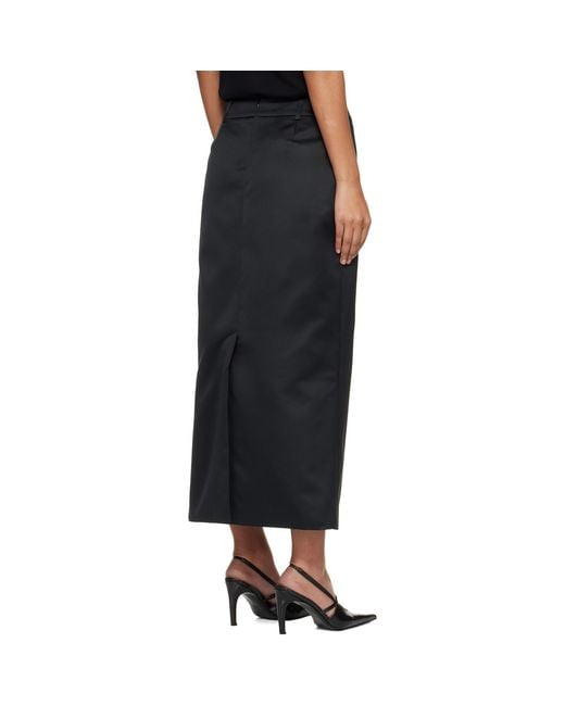 Frankie Shop Black Alrose Satin Midi Skirt