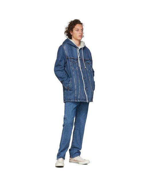 Long sherpa hotsell hooded trucker jacket
