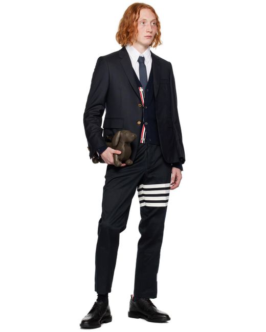Thom Browne Black Thom E 4-bar Unconstructed Trousers for men