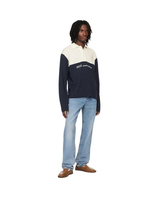 AMI Blue Cotton Classic Fit Jeans for men