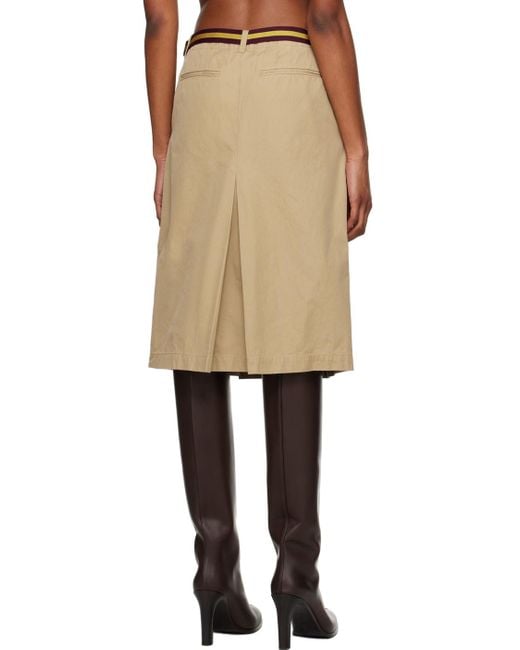 Dries Van Noten Natural Belted Midi Skirt