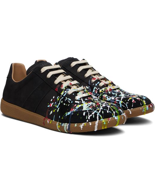 Maison Margiela Black Paint Replica Sneakers for men