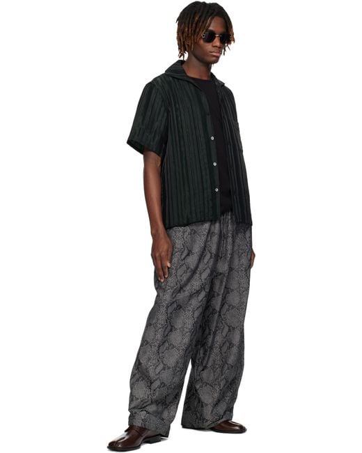 Chemise Noir Et Vert À Col Italien Needles pour homme en coloris Black