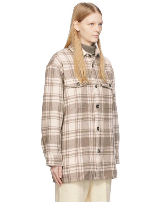 AMI Natural Off-white & Taupe Checked Jacket